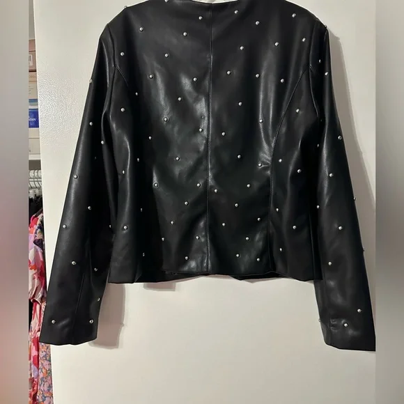 Bagatelle Silver-Studded Black FAUX Leather Jacket - Picture 2 of 5